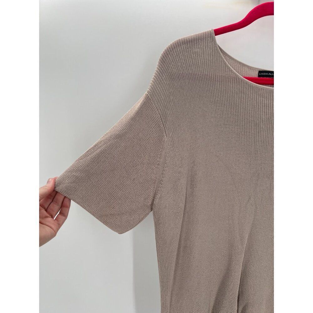 Linda Allard Ellen Tracy Knit Short Sleeve Sweater Top Taupe Size 2X New - Picture 2 of 8